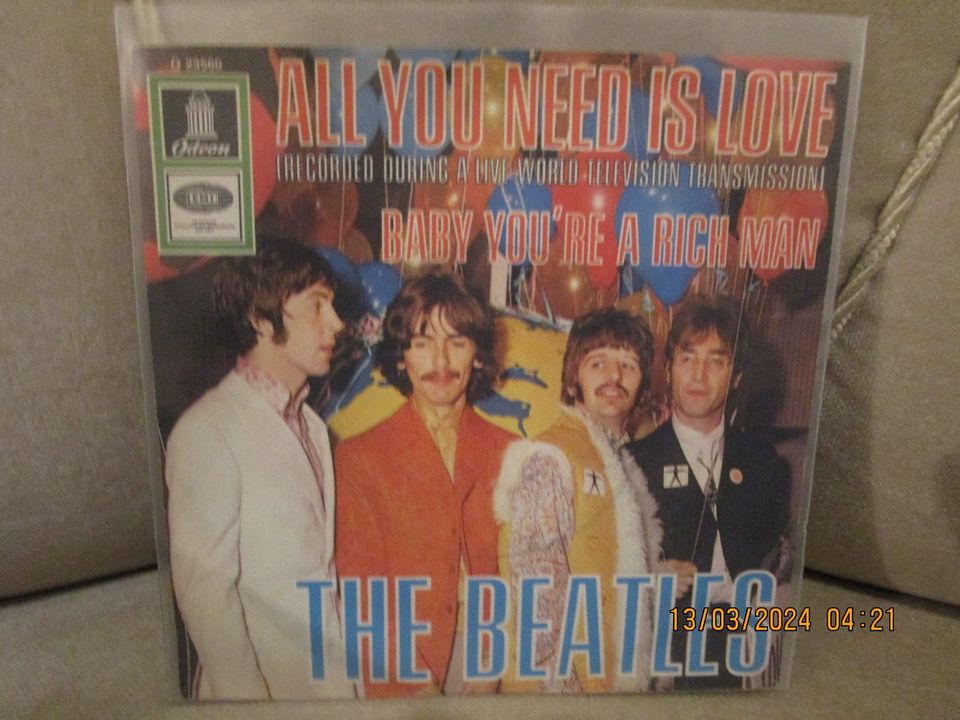 THE BEATLES – All You Need Is Love – 1967 Odeon Single (VG / EX) in Groß-Gerau