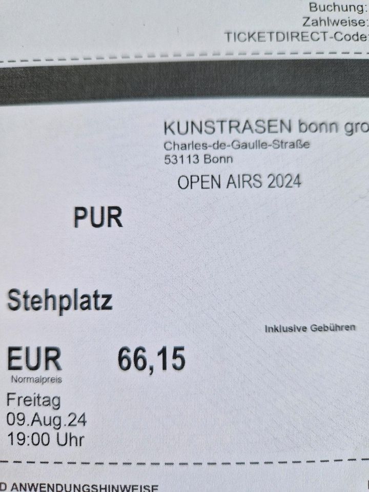2 x Pur Tickets, Kunstrasen Bonn in Bonn