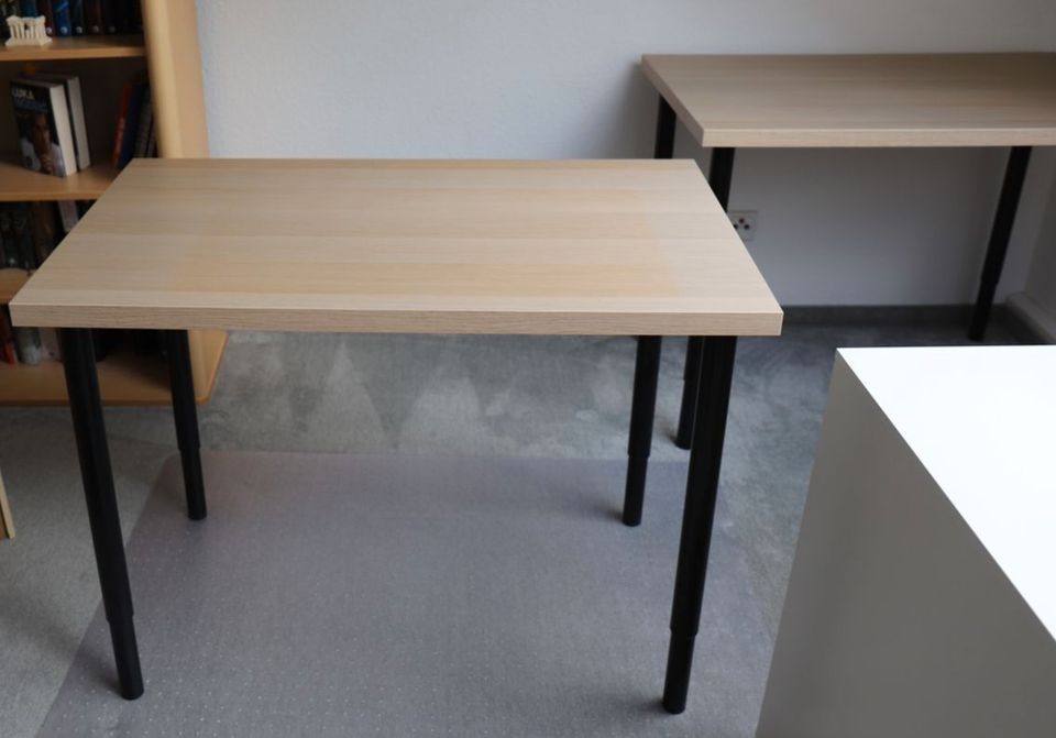 Schreibtisch 100x60 IKEA LINNMON / OLOV Eicheneff wlas/schwarz in Krefeld