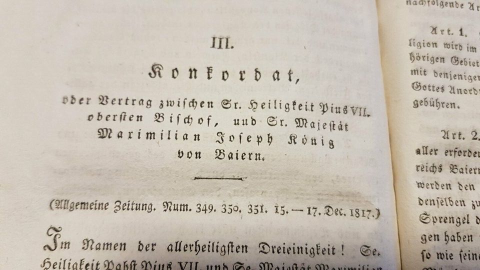 1818 Baiern Königreich Konkordat Buch Papst Pius König Franz Jose in Nürnberg (Mittelfr)