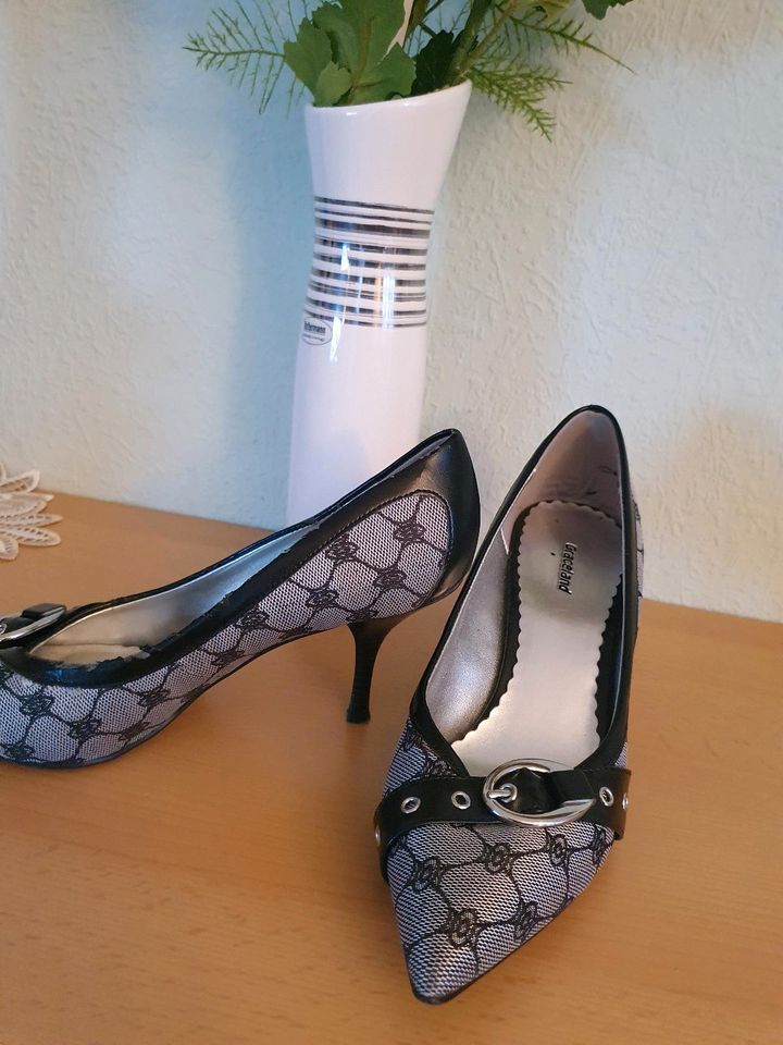 Schwarz Silber Pumps Damenschuhe elegant Gr 40 in Suhl