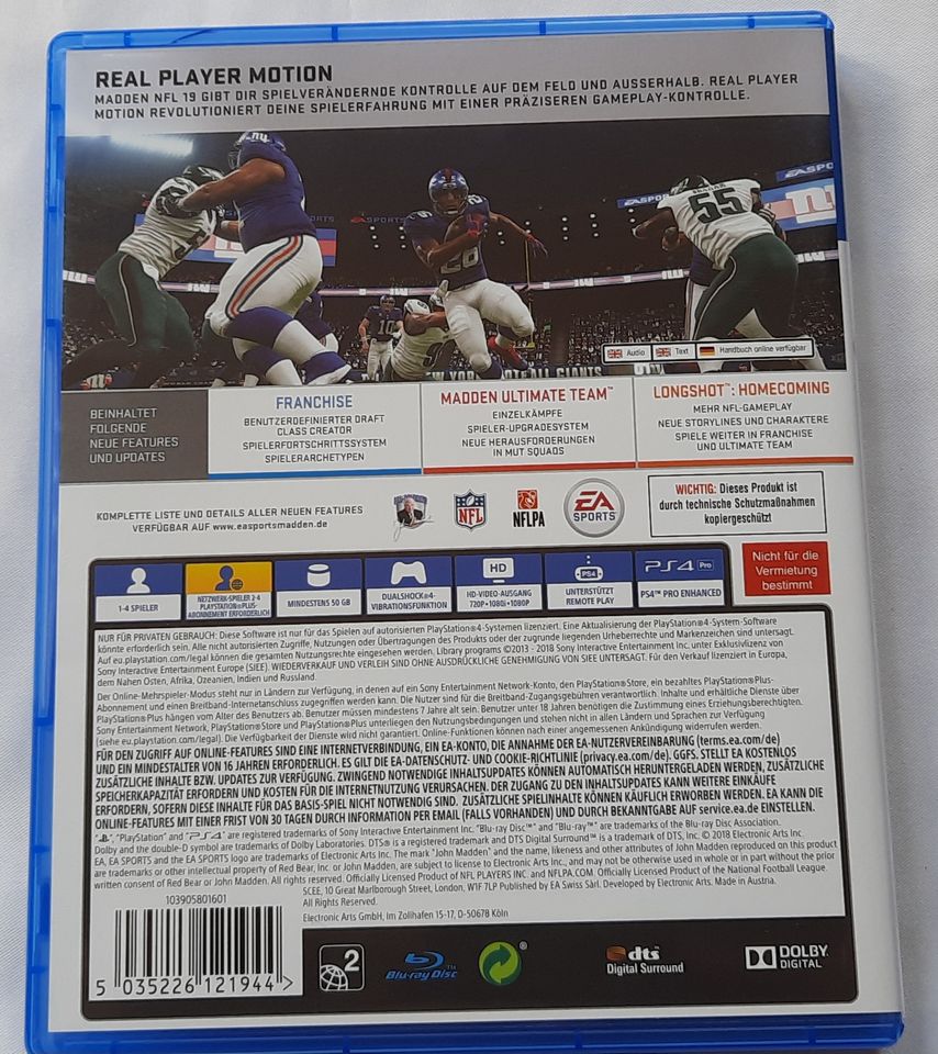 MADDEN NFL 19 - PLAYSTATION 4 PS4 PS 4 in Schöningen
