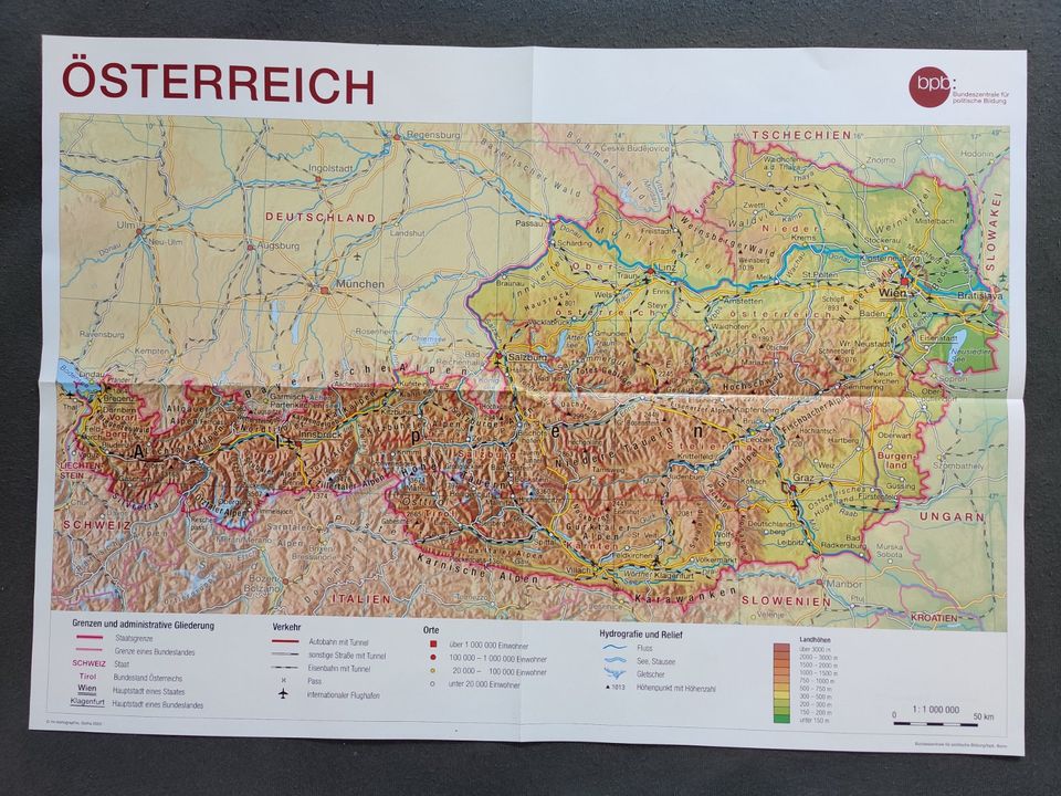 Österreich Karte 59x41cm Poster Atlas Deko Geologie Schule Lernen in Vohburg an der Donau