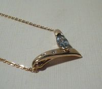 Goldkette/Collier, 333er Gold, m. Diamant & Aquamarin Saarland - Merzig Vorschau