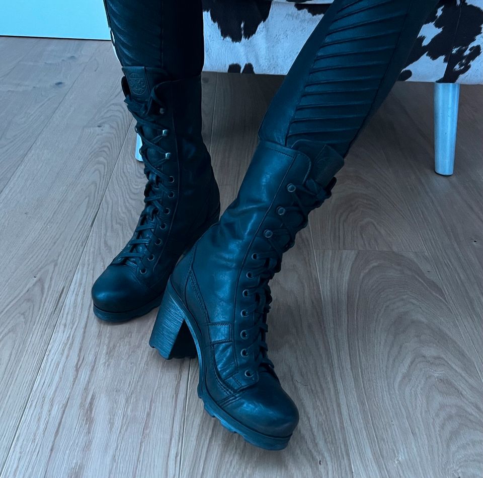 OXS Stiefeletten Lederstiefel schwarz Neu in Hilden