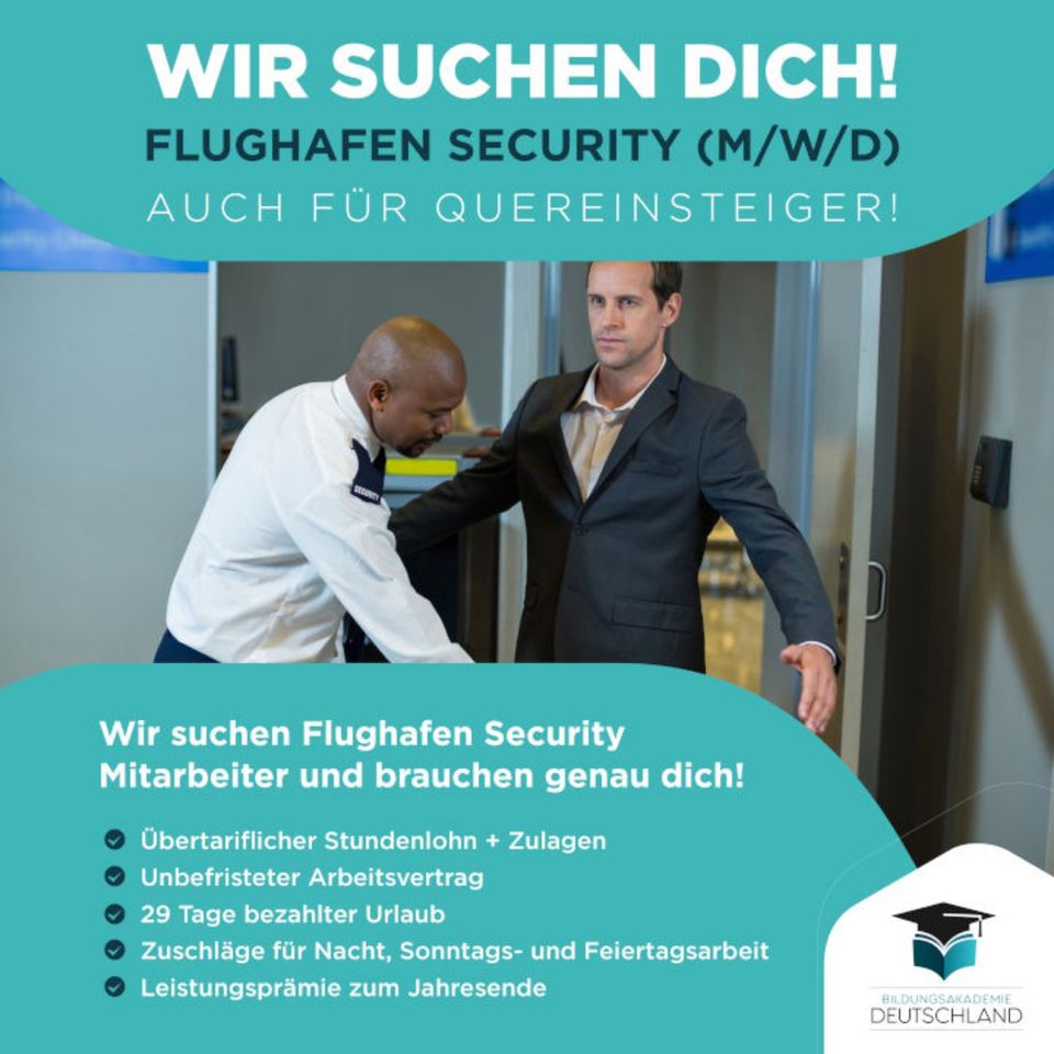 Flughafen-Sicherheitsmitarbeiter (m/w/d)|TOP GEHALT**|job|security|quereinsteiger|sicherheitsmitarbeiter|vollzeit in Chemnitz