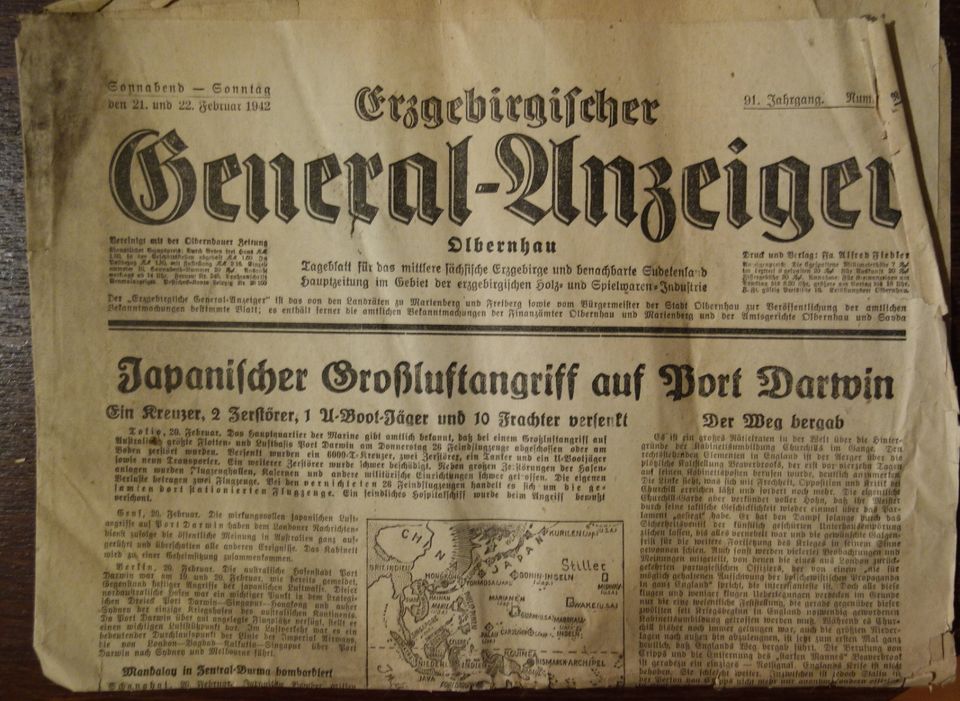 1924 Erzgebirgischer General Anzeiger Olbernhau / Zeitungen in Kurort Seiffen