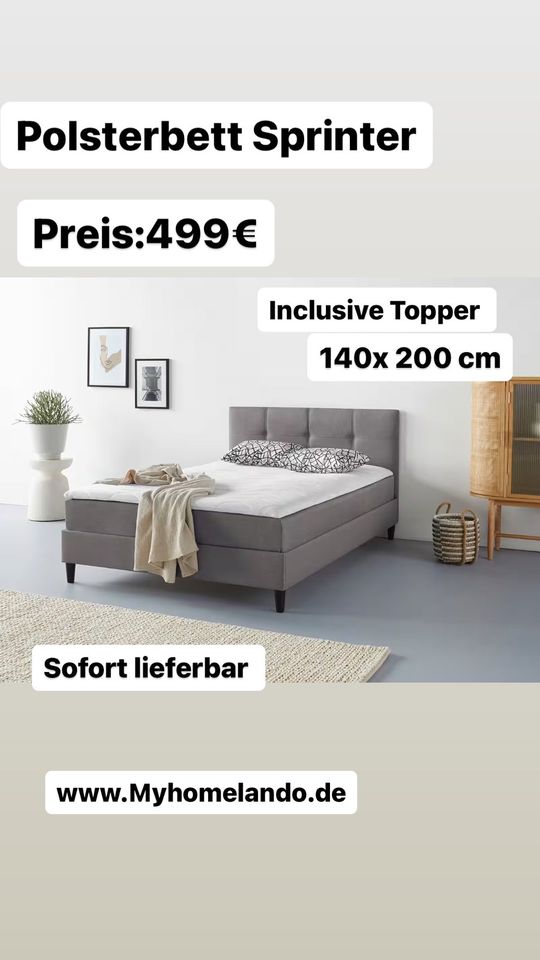 Polsterbett Bett 140 x 200 cm mit Matratze & Topper in Chemnitz