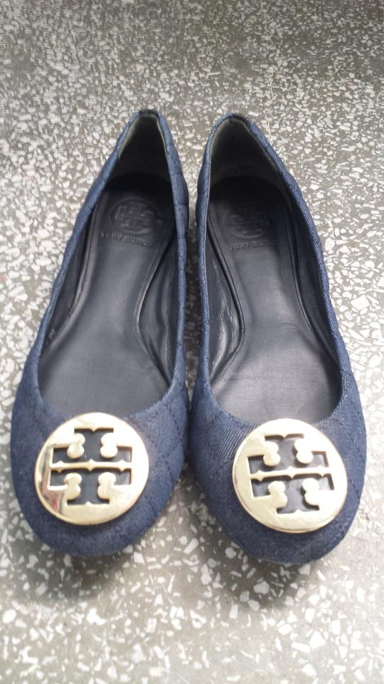 Tory Burch Reva Quinn Quilted Ballerina Flat Denim Gr. 8M in Marklohe