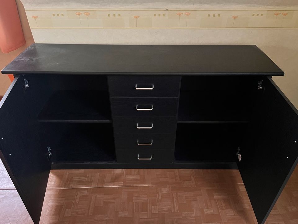 Kommode Schwarz Aktenschrank Büro Schrank Sideboard in Harztor Ilfeld