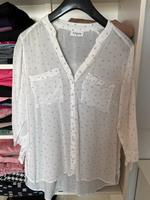Gina Bluse Shirt 3/4 Arm weiß grau Gr. 38 Hessen - Eichenzell Vorschau