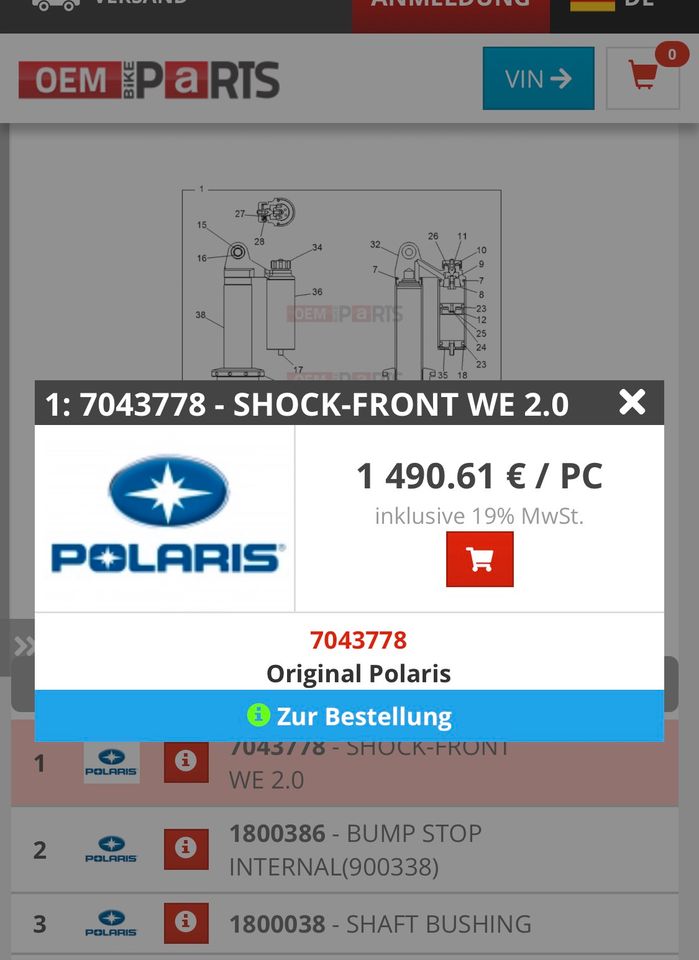 Polaris (WALKER EVANS RACING) Stoßdämpfer in Neumarkt i.d.OPf.