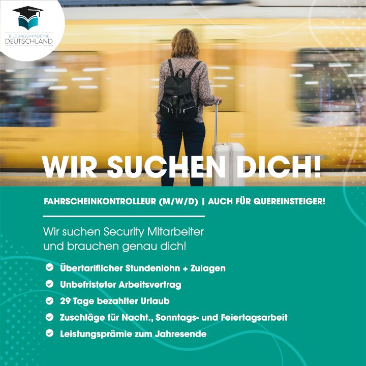 Fahrscheinkontrolleur (m/w/d) | Bis 2.900€ | Quereinsteiger!|job|security|quereinsteiger|sicherheitsmitarbeiter|vollzeit in Essen