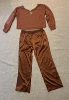 Adidas Zweiteiler: wide leg Satin Hose Crop Top braun Glitzer 42 Hannover - Mitte Vorschau