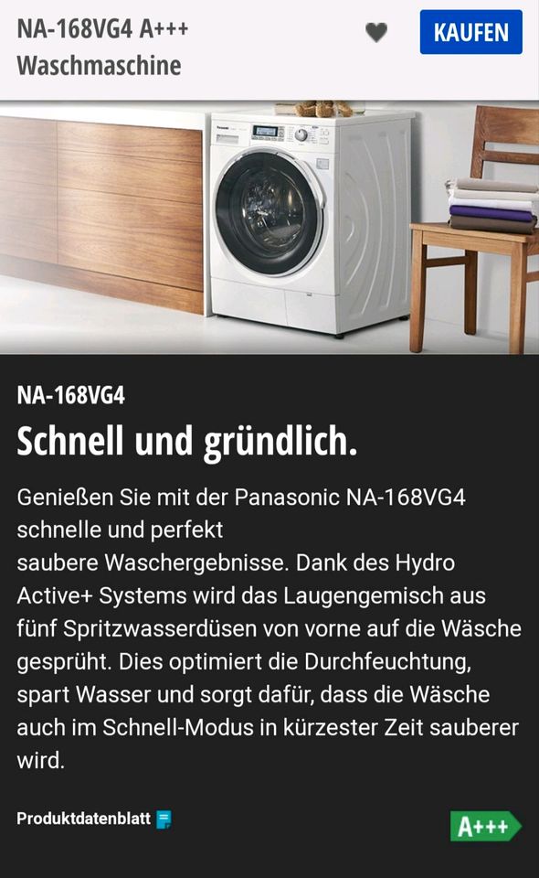 Waschmaschine Panasonic 8kg A+++> in Berlin