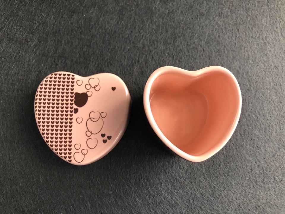 Partylite  "Herz" Keramik-Dose für Teelichter Braun / Rose in Kämpfelbach