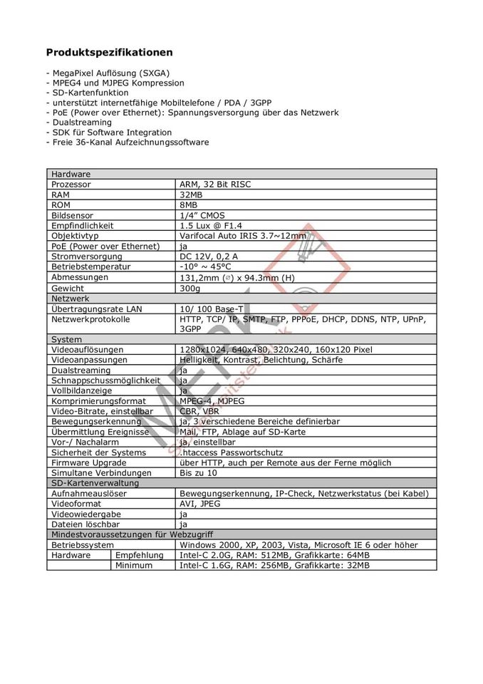 1,3MP-IP Innen-Domekamera, 3,7-12mm Obj.,SD, H.264 (HU-HLC15M-P) in Kißlegg