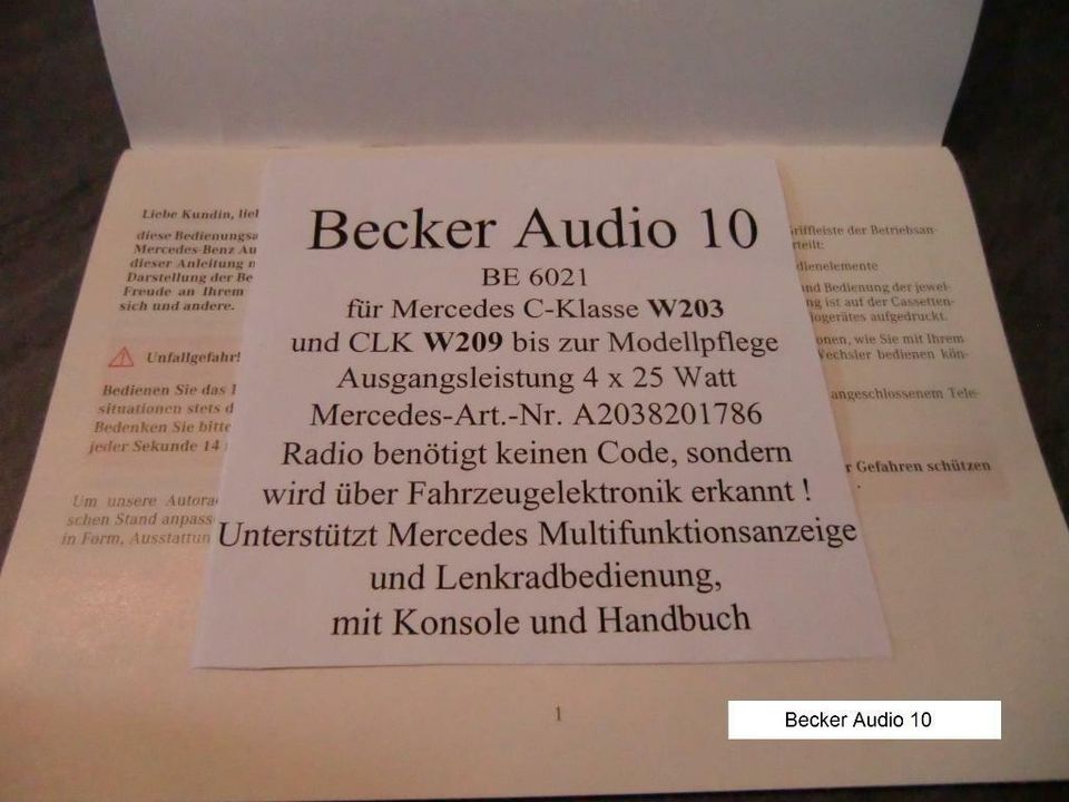 BECKER  Autoradio  für C-W203 und CLK-W209 in Saarbrücken