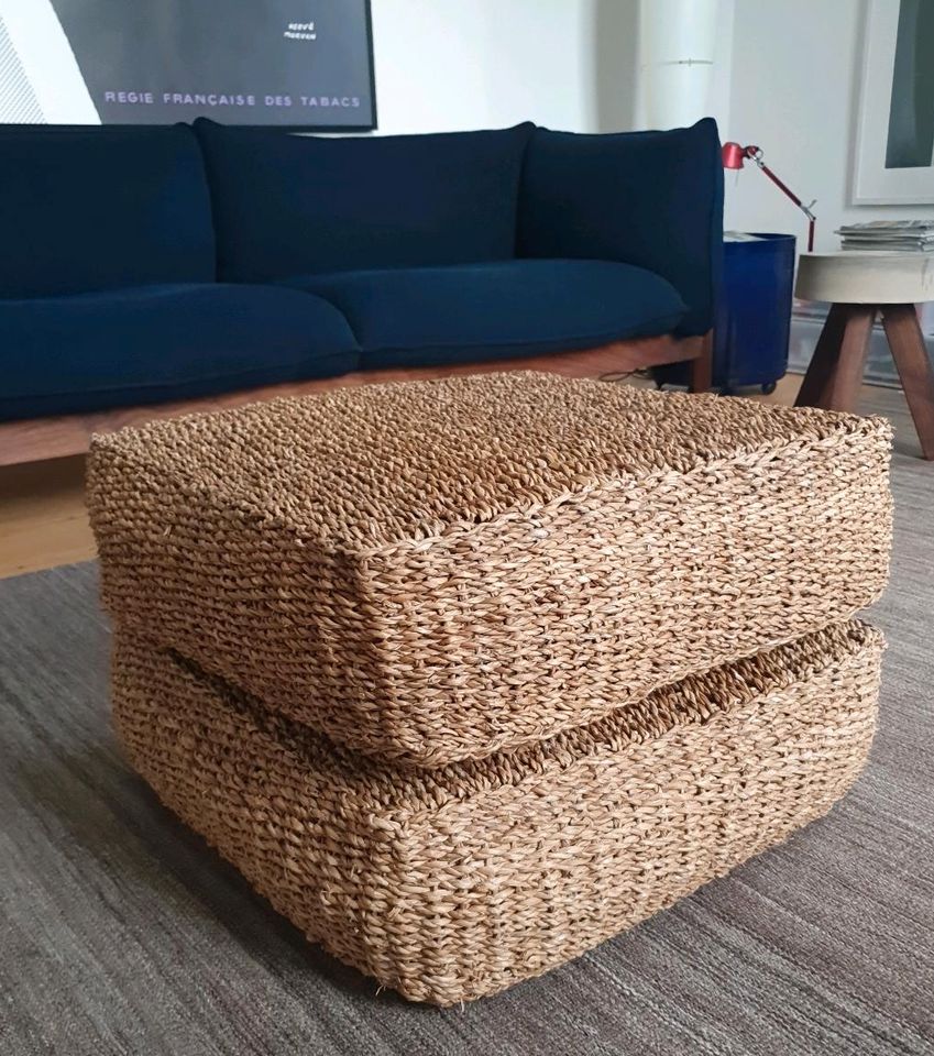 Boho Pouf Hocker Sitzkissen Seegras ANDREA HOUSE neuw./NP358. hay in Wiesbaden