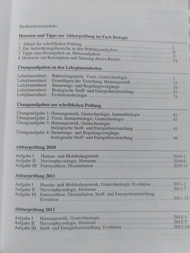 Berufliches Gymnasium Biologie Prüfungsaufgaben Abitur Klausuren in Mötzingen