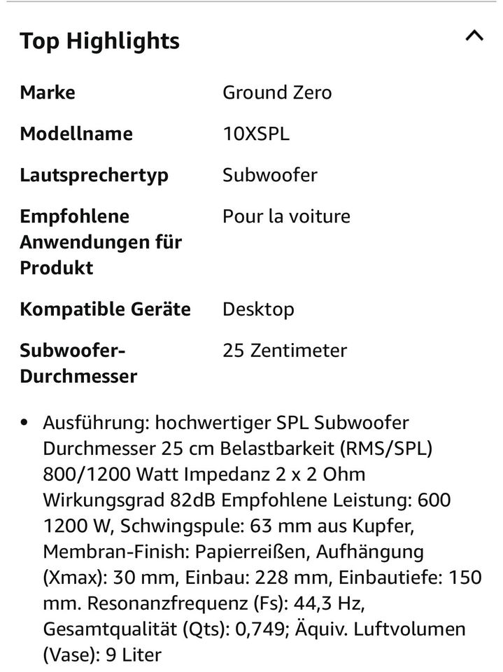 Ground Zero GZRW 10XSPL | 25 cm SPL Subwoofer in Rosenheim