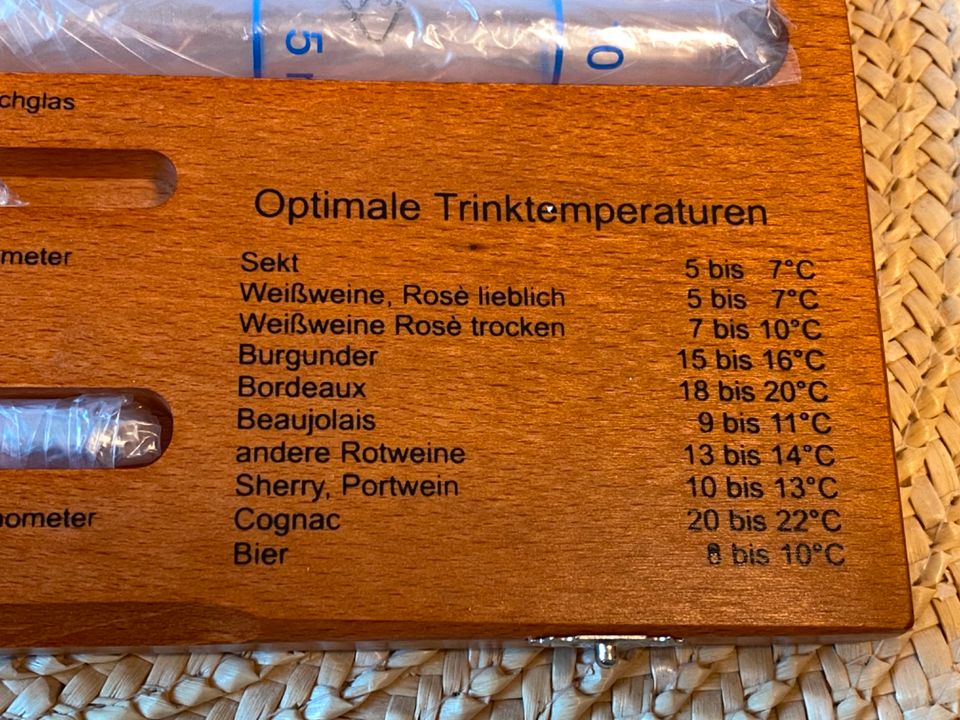 Wein-Thermometer mit Alkoholmessung in Holzkasten Neu !! in Hamburg