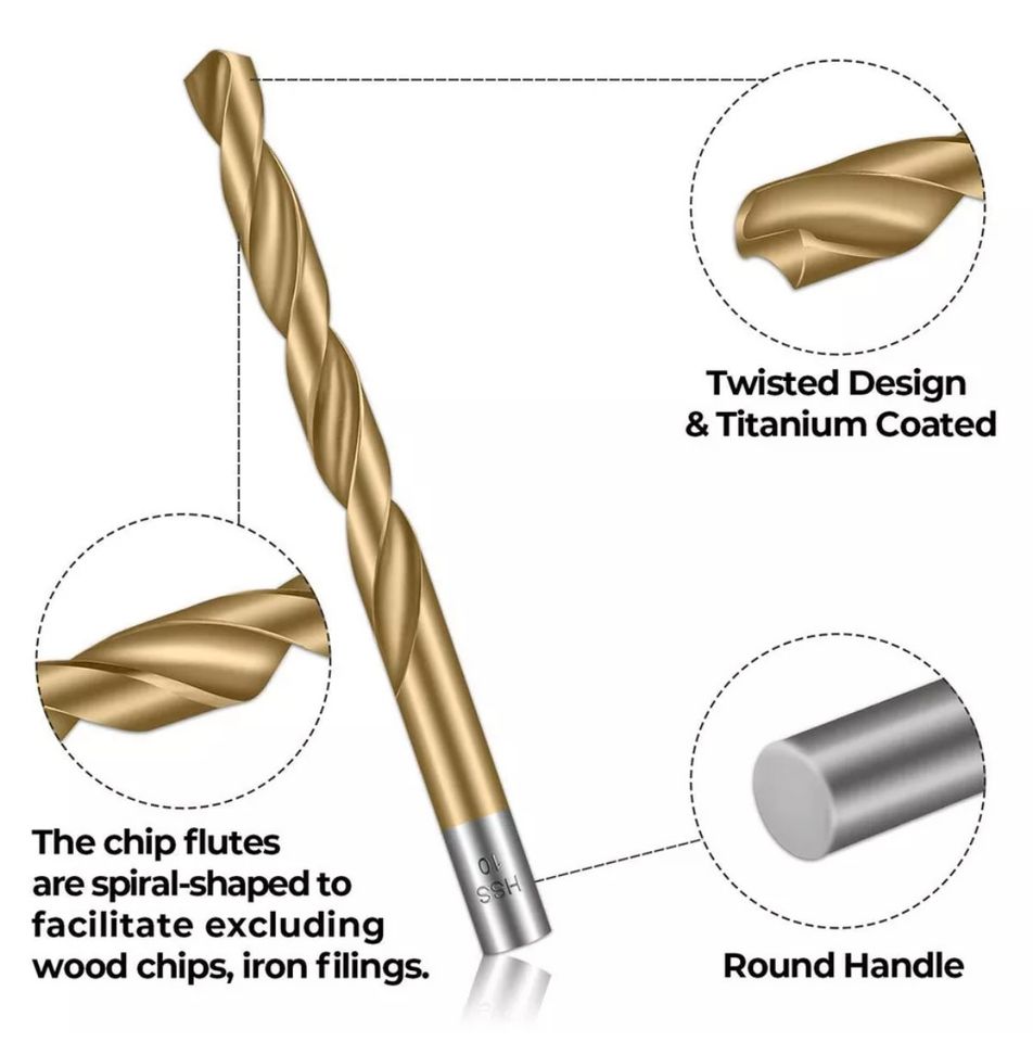 99x Holzbohrer Titan HSS Spiral Bohrer Spiralbohrer Set 1-10mm in Bebra