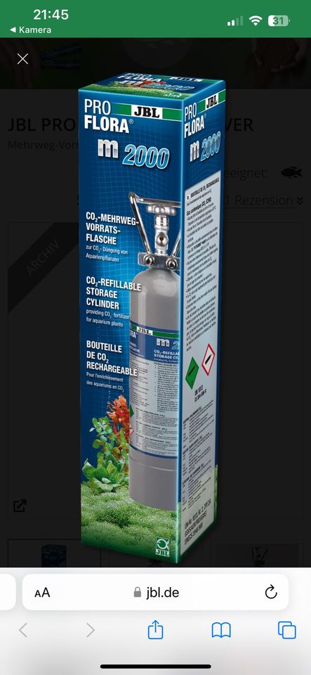 JBL PROFLORA m2000 SILVER Mehrweg-Vorratsflasche 2 kg CO2 Anlage in Babenhausen