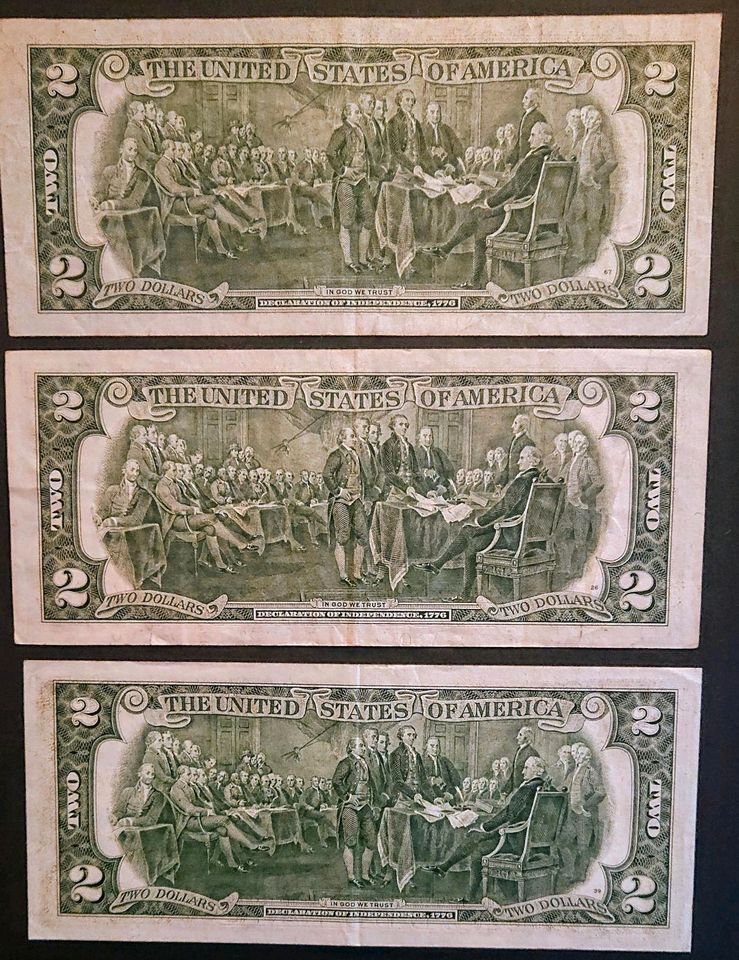 Amerikanischen Alte 2 DOLLARS Scheine 3X Serie 1976 in Mainz