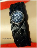 Runen / Futhark Vikings | Snap Lederarmband Schwarz | Glas Caboch Leipzig - Sellerhausen-Stünz Vorschau