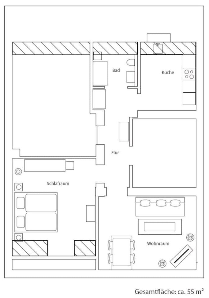 Rüttensch Altbau, 2.5 Raum, 55m² voll möbliert, alles inkl.1100,- in Essen