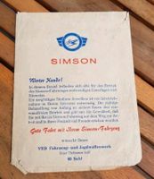 Werbung DDR Simson Tüte AWO Schwalbe Star S51 Moped SR2,alt Oldti Sachsen - Reichenbach (Vogtland) Vorschau