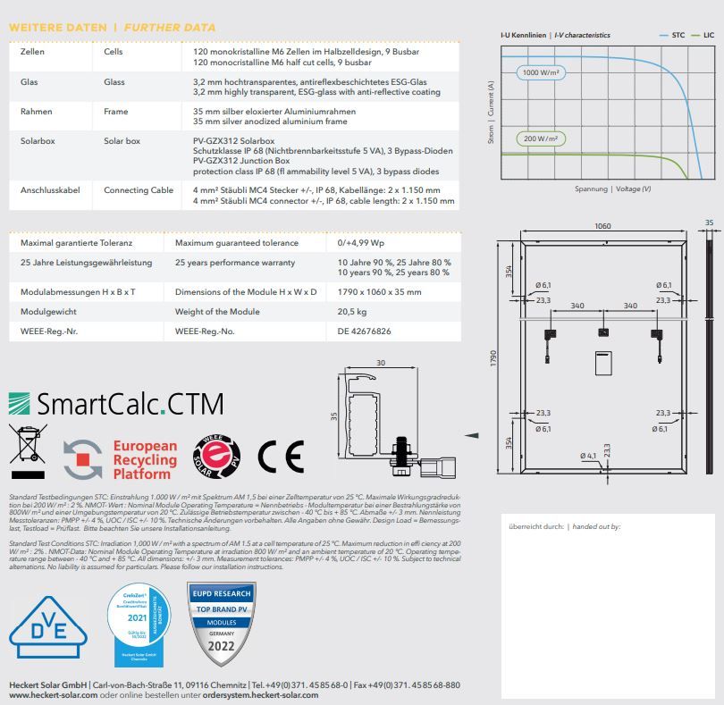 Heckert Solar PV-Modul Solarmodul - NeMo 3.0 380W Silver Frame in Wachtendonk