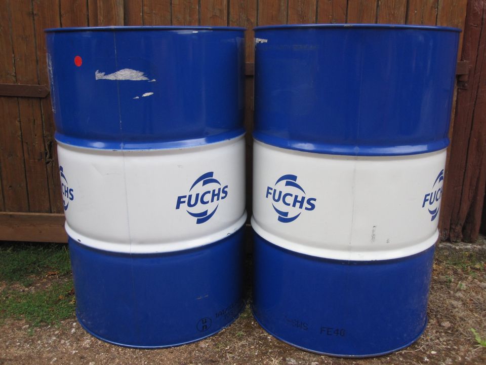 FUCHS Fass 200L, Feuertonne, Tonne, Tisch, Blechfass, Ölfass Deko in Waldeck