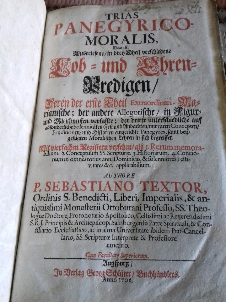 Trias Panegyrico Moralis Lob u. Ehren Predigten Textor 1706 Bibel in Lutherstadt Wittenberg