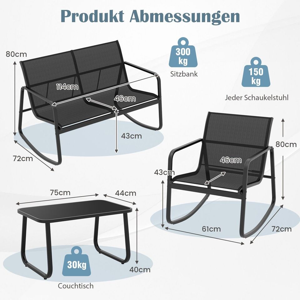 Gartenmöbel Set Terrassenmöbel Schaukelstühle Bank Tisch Möbel in Weilburg