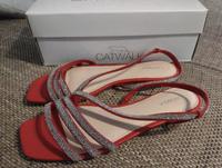 Damen SANDALE von "Catwalk" | Gr 39 | Rot m Glitzer | Ungetragen Sachsen - Marienberg Vorschau