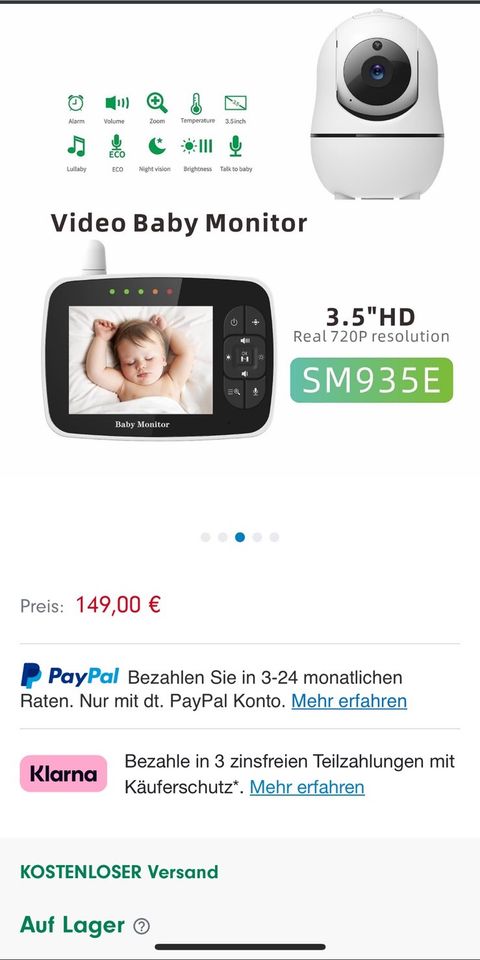 Originalverpackung-Baby Monitor 3,5Zoll 720P Video mit Nachtsicht in Köln