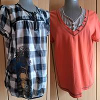 Karierte Kurzarmbluse, Gr.42 und oranges Kurzarmshirt Gr.42 Sachsen - Zwickau Vorschau