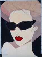 Handgemaltes Bild - Frau mit Sonnenbrille Pop Art - Größe 50 x 70 Bayern - Marktheidenfeld Vorschau