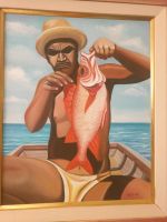 Gemälde von "SEVER" , Fischer mit seinem  Fang, Brasilien Bayern - Würzburg Vorschau