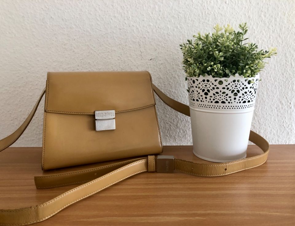 Goldpfeil Schultertasche Leder beige Vintage 90-er in Heidelberg