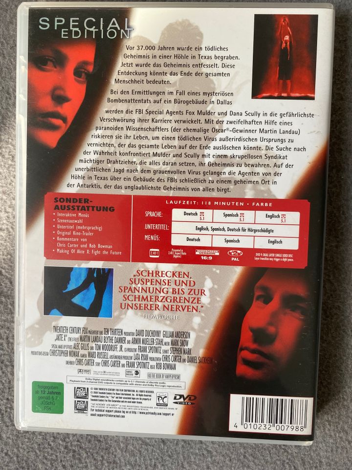 Akte X  der Film David Duchovny  DVD Special Edition  wie Neu in Schwerin