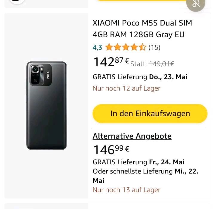 Xiaomi Poco M5s, Dual, 128GB 6GB Ram, Grey 125€ in Warburg