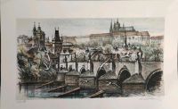 Zeichnung "Prag Karlsbrücke" signiert Nordrhein-Westfalen - Bünde Vorschau