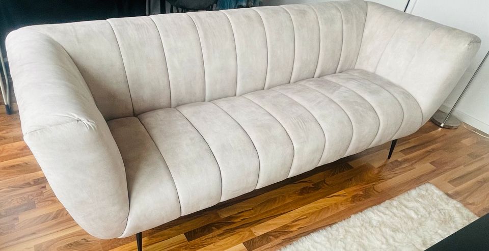 Sofa Champagner Samt 225cm in Ottobrunn