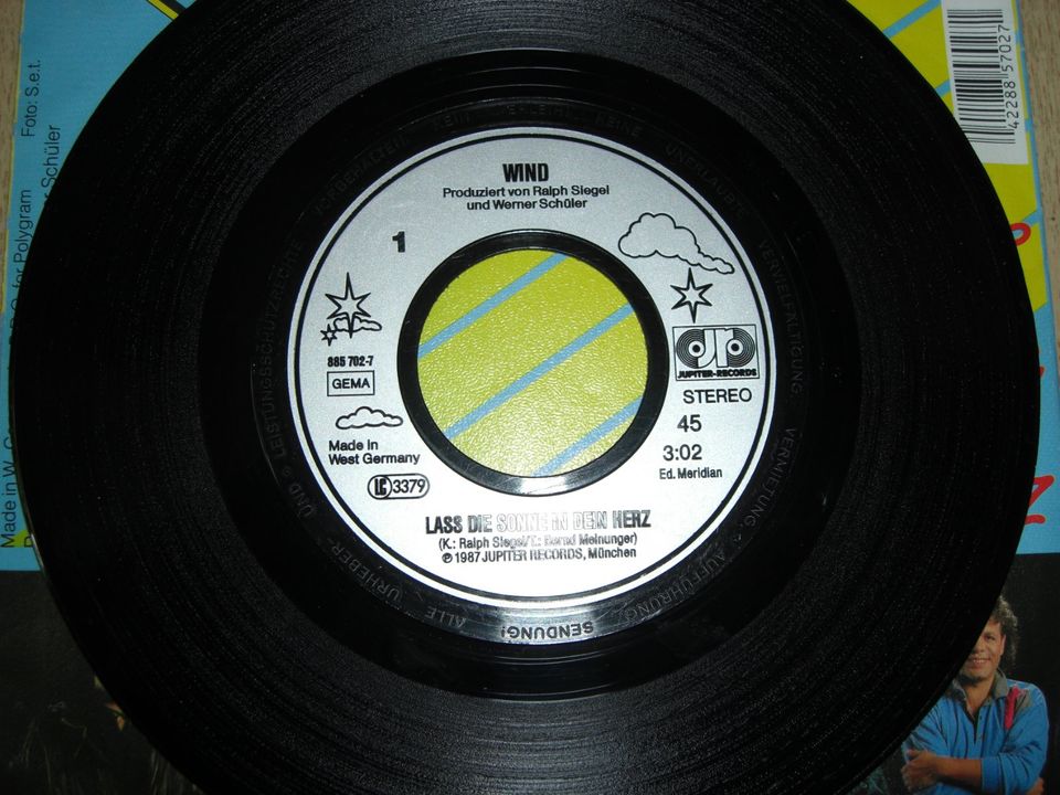 2 alte Single Schallplatten Thommie Bayer, Wind, 1984 und 1987 in Aachen