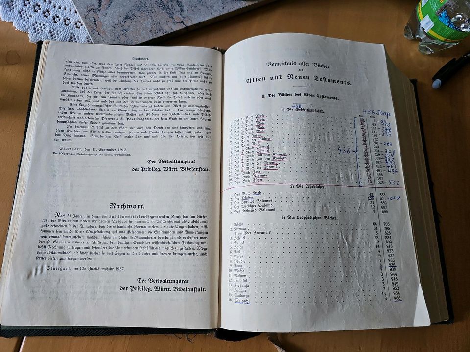 Stuttgarter Jubiläumsbibel 1937 - mit Karten- u.  Bildteil in Bad Wildbad