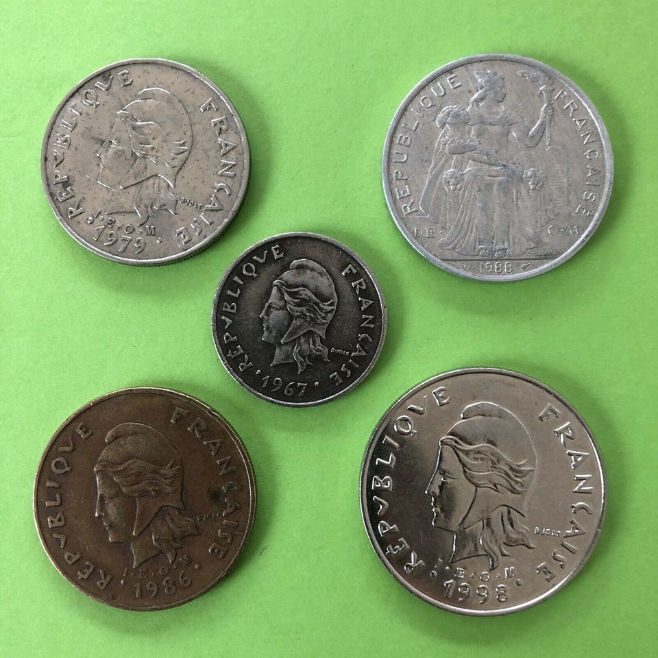5 Münzen Polynesien Français 5 10 20 50 100 francs in Willich