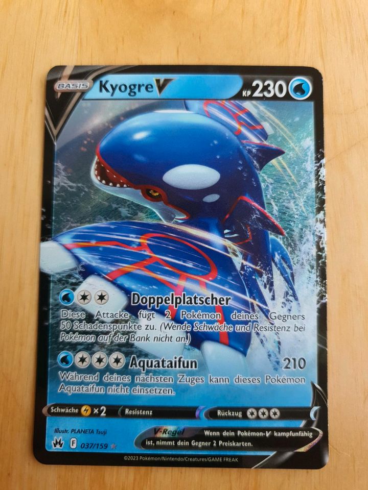 Pokemon V-Karte, "Kyogre V", dt., original in Steinhöring